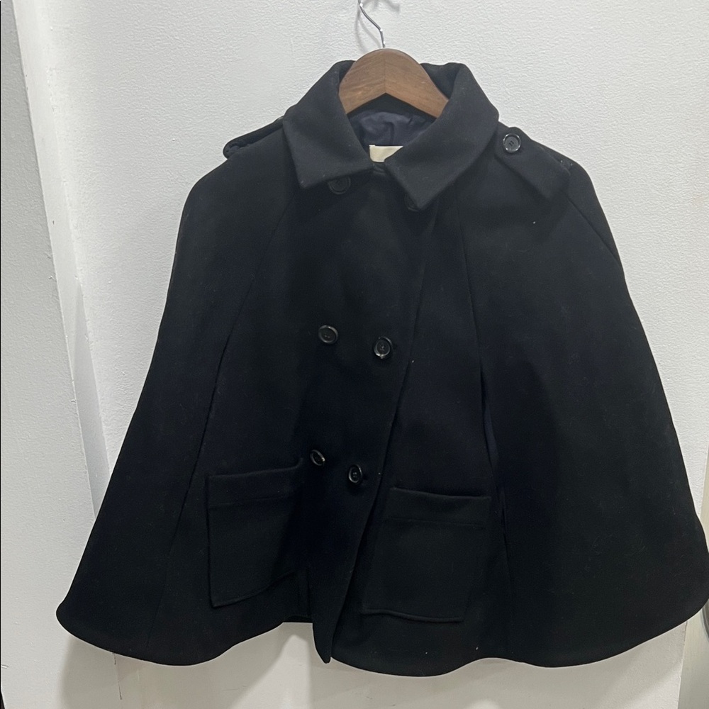 RHIÉ Classic Wool Black  Cape Coat Size 2